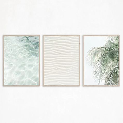 Neutral Beach Print Set of 3 Ocean Prints Beach Home Decor Sage Green Wall Art Coastal Wall Decor Ocean Printable Palm Tree Wall Art - Etsy Set Of 3 Wall Art Coastal, Palm Tree Wall Art Home Decor, Beach Condo Must Haves, Above Bed Wall Decor Minimalist, Neutral Beach Wall Art, Sage Green Coastal Bedroom, Coastal Prints Home Decor, Coastal Bathroom Wall Decor, Subtle Beach Decor