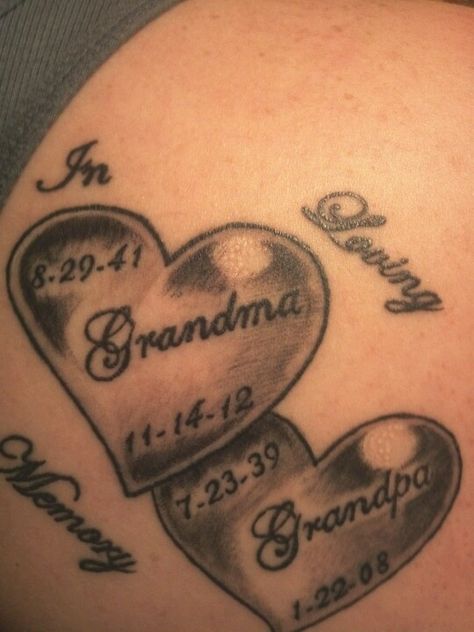 Latest tattoo for my beloved grandparents..  they are dearly missed<3 Grandparents Tattoo, Memorial Tattoo Quotes, Memorial Tattoo Designs, Grandma Tattoos, In Loving Memory Tattoos, Rip Tattoo, Remembrance Tattoos, Tattoo For Son, Geniale Tattoos