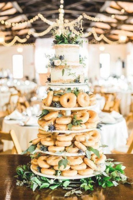 Donut Wedding Cake, Donut Wedding, Cake Alternatives, Donut Display, Wedding Cake Images, Wedding Cake Display, Wedding Donuts, Summer Wedding Cakes, Wedding Cake Alternatives