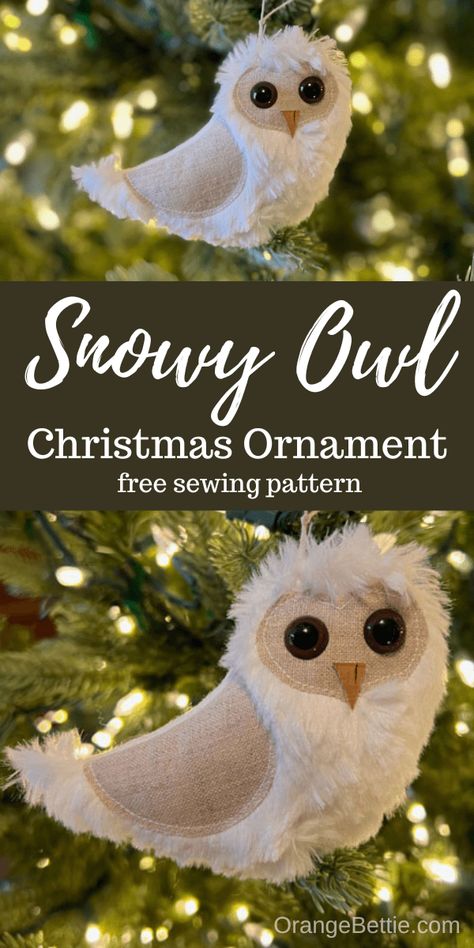 Snowy Owl Christmas Ornament - Free Sewing Pattern Owl Template Printable Free, Owl Patterns Free Printables, Diy Owl Ornaments, Christmas Modern Farmhouse, Felt Owl Pattern, Owl Sewing Patterns, Hands Craft, Fabric Owl, Owl Sewing