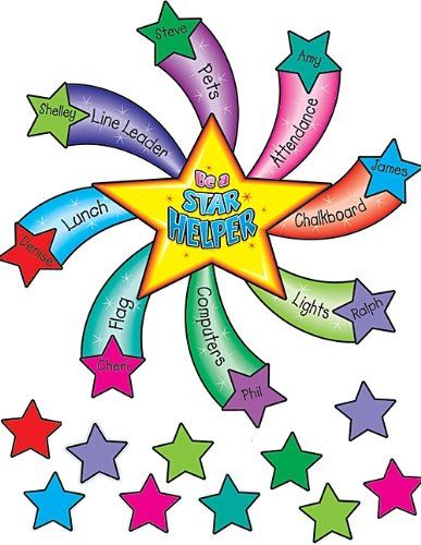 Amazon.com: Teacher Created Resources Star Helper Bulletin Board Display Set (1785): Office Products Star Themed Classroom, Birthday Chart Classroom, Uppfostra Barn, Stars Classroom, Summer Bulletin Boards, Classroom Helpers, School Ties, Classroom Rules Poster, Classroom Charts