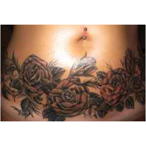 C-section scar cover up! Vine Tattoos For Men, Tattoos For Men On Chest, Section Scar Tattoo, C Section Scar Tattoo, C Section Scar, Rose Vine Tattoos, Stomach Tattoos Women, Tattoos To Cover Scars, African Tattoo