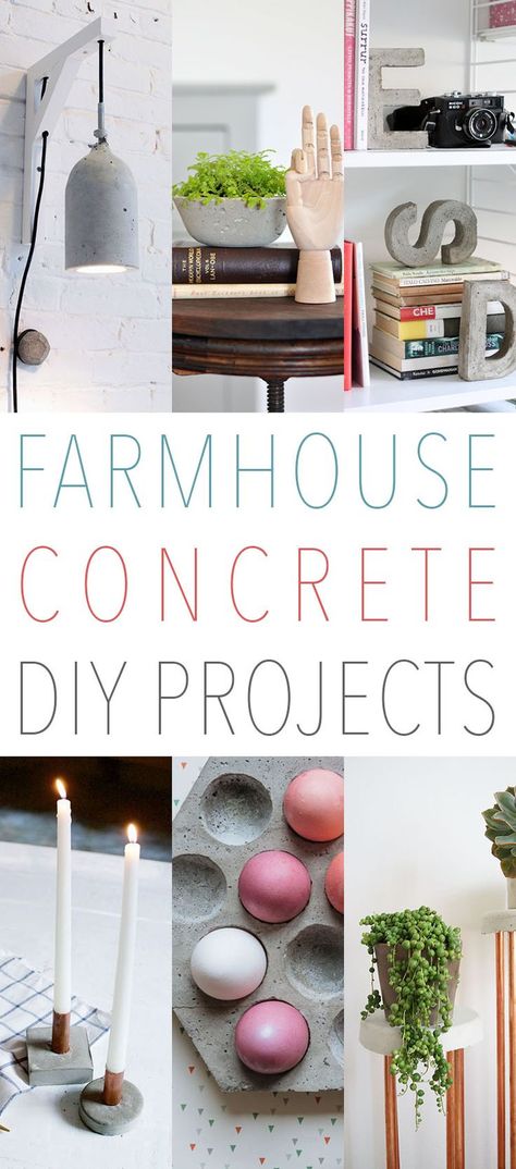 Farmhouse DIY Concrete Projects That Are Awesome Quickcrete Projects, Diy Cement Projects, Diy Concrete Projects, Cement Home Decor, Industrial Diy Projects, Cement Home, Cement Projects, Farmhouse Diy Projects, Diy Home Decor For Apartments