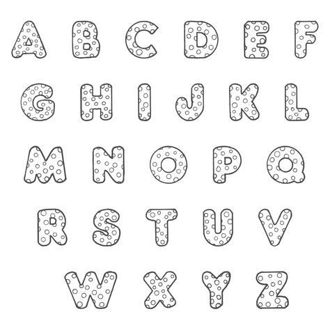 Polka Dot Bubble Letters Coloring Page Dot Alphabet, Alphabet Letters To Print, Awesome Fonts, Bubble Letters Alphabet, Bubble Alphabet, Letter A Coloring Pages, Polka Dot Letters, Bubble Letter Fonts, Dot Letters