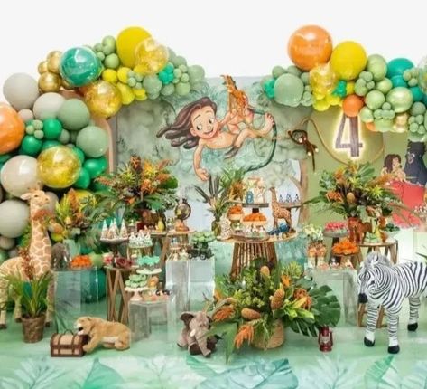 Baby Tarzan, Balloon Birthday Themes, Gender Reveal Baby Shower Themes, Jungle Theme Birthday Party, Boys First Birthday Party Ideas, Jungle Theme Birthday, Baby Boy 1st Birthday Party, Baby Birthday Themes, Toddler Birthday Party