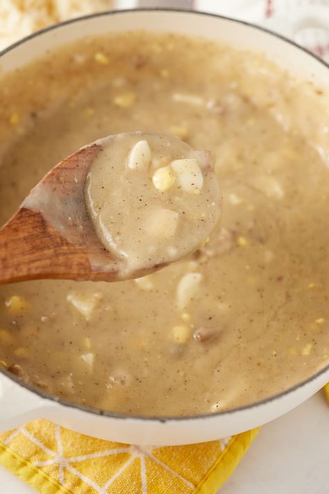 Close up of the giblet gravy on a wooden spoon. Giblet Gravy Recipe, Turkey Giblet Gravy, Homemade Gravy Recipe, Giblet Gravy, Easy Gravy Recipe, Dressing Recipes Thanksgiving, Thanksgiving Gravy, Bunk Beds For Kids, Dressing Recipes Cornbread