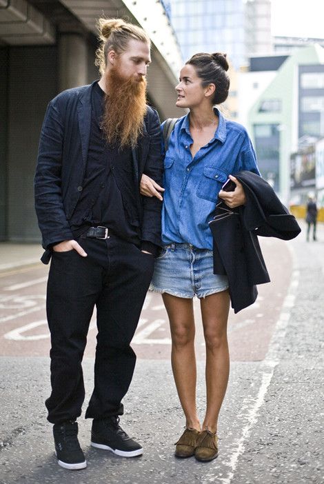 Lucy Chadwick, The Sartorialist, Long Beard, Couple Style, Long Beards, Stylish Couple, All Jeans, Double Denim, Fashion Couple