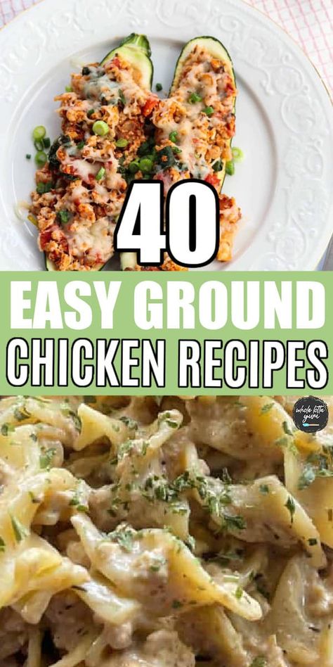 45 Easy Ground Chicken Recipes Chicken Recipes With Few Ingredients, Easy Ground Chicken Recipes, Low Carb Clean Eating, Ground Chicken Recipes Healthy, Creamy Chicken Chili, Burrito Bowl Meal Prep, Ground Chicken Meatballs, Ground Chicken Burgers, Chicken Recipes Healthy