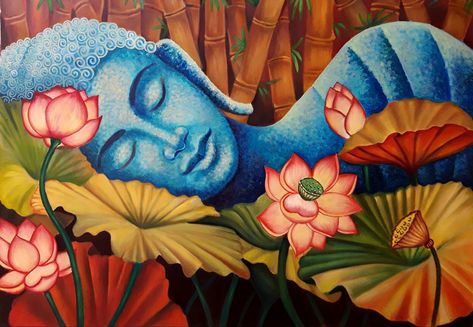 Budha Art, Buddha Painting Canvas, Buddha Art Drawing, Beach Art Painting, Modern Art Canvas Painting, Kerala Mural Painting, Buddha Art Painting, Flower Painting Canvas, Canvas Painting Tutorials