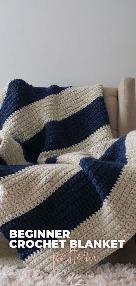 Our beginner crochet blanket is a great place to start if you’re brand new to crochet and looking for a first project.  #BHooked #Crochet #HowToCrochet #CrochetPattern #CrochetTutorial Single Crochet Throw Blanket, How To Finish A Crochet Blanket, Crochet Winter Blankets, Crochet Sports Blankets, Beginner Friendly Crochet Blanket, Simple Blanket Crochet Pattern, How To Crochet A Blanket For Beginners, Single Stitch Crochet Blanket, Crochet A Blanket For Beginners