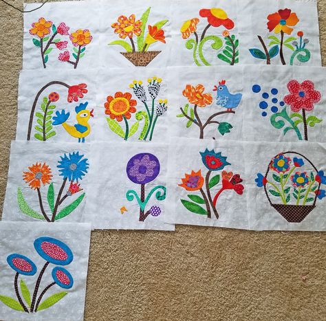 Patterns For Quilts, Floral Quilt Patterns, Improv Quilts, Applique Flower, Appliqué Quilts, Flower Quilts, Garden Pattern, Applique Templates, Crazy Quilting