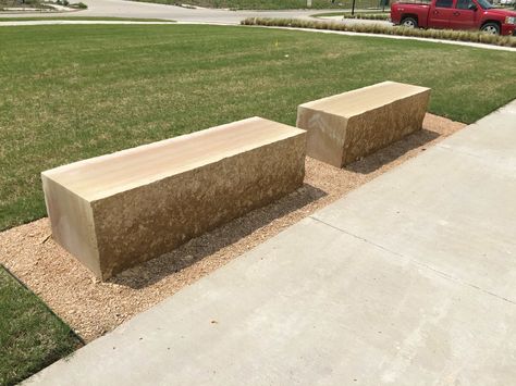 Roughback Lueders sawn benches - very popular! Limestone Patio, Limestone Block, Landscape Stone, Stone Bench, Patio Bench, Wall Seating, Unique Gardens, Outdoor Bench, Patio Area