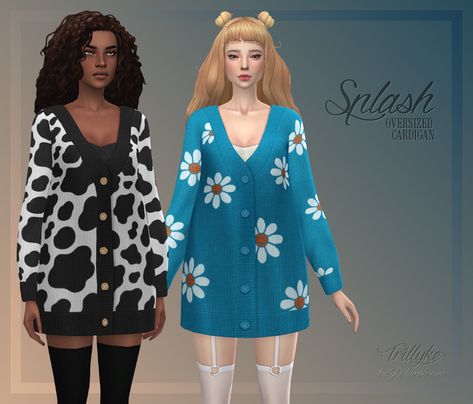 Splash Oversized Cardigan | Trillyke on Patreon Sims 4 Shirts Female, Pelo Sims, Sims 4 Game Mods, Sims 4 Mm Cc, Sims 4 Cc Folder, Sims 4 Gameplay, Sims 4 Dresses, Sims 4 Characters, Sims 4 Mm