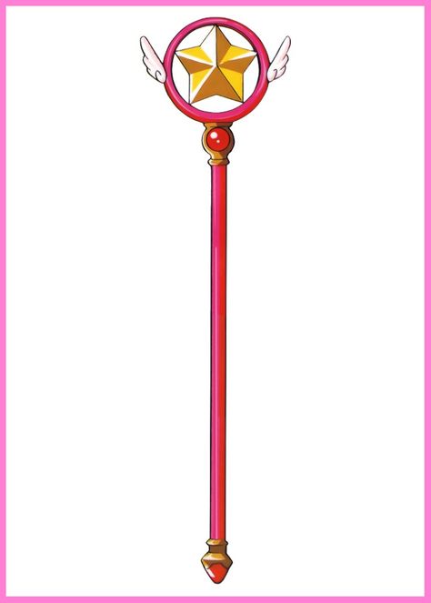 Card Captor Sakura Staff, Cardcaptor Sakura Staff, Card Captor Sakura Wand, Cardcaptor Sakura Wand, Tattoos Practice, Cosplay Sakura, Wand Tattoo, Sakura Tattoo, Sakura Card Captor