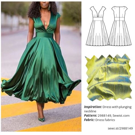 Online Pattern Designer Sewist CAD. Styleboard Dress with plunging neckline.Make your own sewing pattern, enter your measurements and download PDF sewing pattern in 5 minutes! Easy Cocktail Dress Pattern, Plunging Neckline Dress Pattern, Formal Dress Sewing Patterns Free, Cocktail Dress Pattern Sewing, Satin Dress Pattern Sewing, Formal Dress Patterns For Women, Wedding Guest Dress Pattern, Formal Dress Sewing Patterns, Sewist Patterns