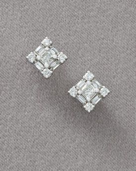 Roberto Coin  Diamond Princess Earrings Princess Diamond Earrings, Disposable Income, Baguette Diamond Earrings, Neiman Marcus Jewelry, Diamond Tops, Diamond Princess, Princess Earrings, Diamond Earrings Design, Designer Diamond Jewellery