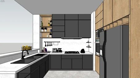 Lu Jun | 3D Warehouse Kitchen Details Drawing, Sketchup Model Architecture, Sketchup Kitchen, Warehouse Kitchen, Modular Kitchen Cabinets, Kitchen Layout Plans, Interior Architecture Drawing, Warehouse Design, Kitchen Colour Schemes