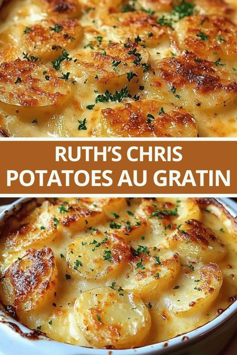 How to Make Copycat Ruth’s Chris Potatoes au Gratin Au Gratin Potatoes Recipe, Gratin Potatoes Recipe, Potatoes Au Gratin Recipe, Gratin Recipes, Au Gratin Potato Recipes, Au Gratin Potatoes, Potato Bacon, Gratin Potatoes, Au Gratin Recipes