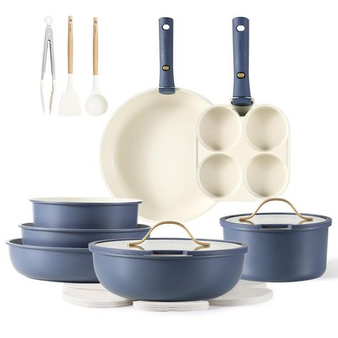 [Official] CAROTE 19pcs Detachable Handle Non-stick Cookware Set, Pots and Pans, Cookware Oven safe, Gold Handle, Avocado Green, Venetian Blue, Frying pan Our Place Cookware, Safe Cookware, Non Toxic Cookware, Kitchen Cookware Sets, Nonstick Cookware Sets, Kitchen Games, Pots And Pans Sets, Nonstick Cookware, Cookware Sets