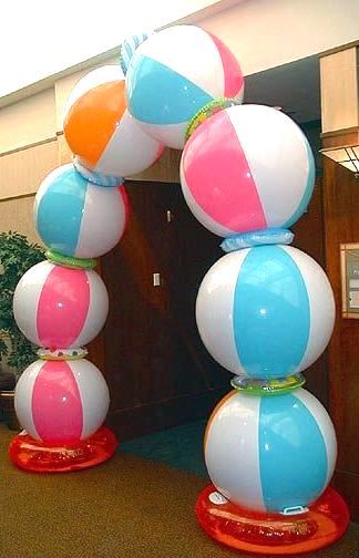 Beach Ball Arch, Prom At Home, Ball Arch, Boardwalk Theme, Beach Ball Party, Homecoming Themes, Post Prom, Dance Decorations, Prom Themes