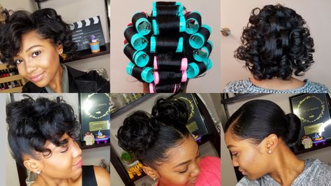 HOW TO ROLLER SET HAIR | Roller Setting Tutorial 2017 | RELAXED HAIR [Video] - https://blackhairinformation.com/video-gallery/roller-set-hair-roller-setting-tutorial-2017-relaxed-hair-video/ Wet Roller Set, Roller Set Styles, Relaxed Hair Protective Styles, Styles For Straight Hair, Roller Set Natural Hair, Set Hairstyles, Hair Rollers Tutorial, Straight Hair Styling, Roller Set Hairstyles