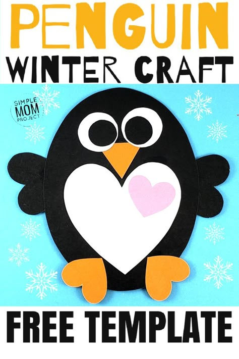 See this post for a FREE printable template to make your own Valentine's Day Penguin! This simple DIY Turtle Valentine's Day is an easy craft for toddlers, big kids and adults to make. Great for classroom Valentine's Day art projects. #ValentinesDayCard #ValentinesDayCrafts #PenguinCrafts Kids Valentines Art Projects, Artic Art Projects For Kids, Penguin Craft Toddler, Penguin Crafts For Toddlers Easy, Penguin Kindergarten Craft, February Projects For Kids, Penguin Art For Toddlers, Penguin Art Projects For Kids, Penguin Craft For Toddlers