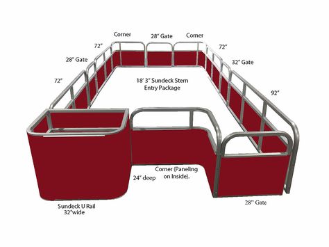 Pontoon Fence, Parts, & Accessories | Sundeck with Stern Entry Packages Pontoon Railing Ideas, Pontoon Makeover, Pontoon Restoration, Pontoon Remodel, Pontoon Boat Decor, Boat Colors, Pontoon Ideas, Houseboat Ideas, Pontoon Boat Parts