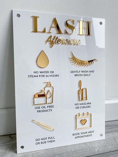 Lash Aftercare Advice Sign Acrylic Sign Salon Sign Aesthetics Aftercare Sign Eyelash Care - Etsy UK Lash Room Decor Ideas, Spa Sign, Beauty Sign, Lash Aftercare, Lash Room Ideas, Eyelash Care, Dark Text, Tech Room, Esthetician Room Decor