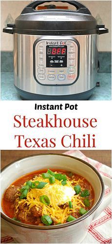 Instant Pot Steakhouse Texas Chili. Filling, hearty, and so easy with the instant pot | What's Cookin, Chicago? Steak Chili Recipe, Chili Instant Pot, Texas Chili Recipe, Chili Chili, Texas Chili, Pressure Cooking Recipes, Cheap Clean Eating, Crockpot Chili, Paleo Crockpot