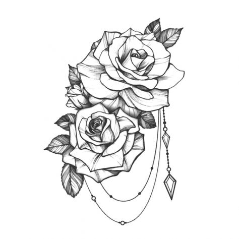 Rose Jewelry Tattoo, Rose Tattoo Forearm, Rose Tattoo Thigh, Rose Tattoo Sleeve, Jewel Tattoo, Rose Tattoos For Women, Small Rose Tattoo, Black Rose Tattoos, Hip Tattoos Women