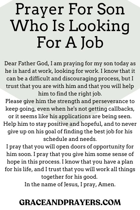 Prayers For My Son Encouragement, Prayer For My Son Encouragement, Employment Prayer, Prayers For My Son, Spiritual Fast, Pray For My Son, Prayer For Your Son, Prayer For Work, Bible Message