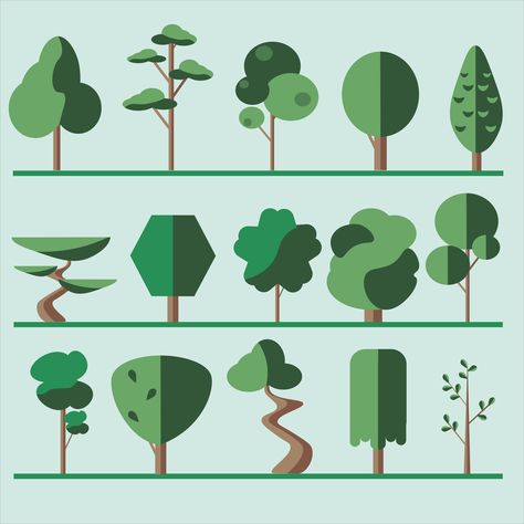 Nature Graphic Design Illustration, Graphic Tree Illustration, Tree Design Illustration, Tree Graphic Illustration, Tree Adobe Illustrator, Forest Graphic Design, Garden Graphic Design, Tree Illustration Design, Forest Illustration Trees