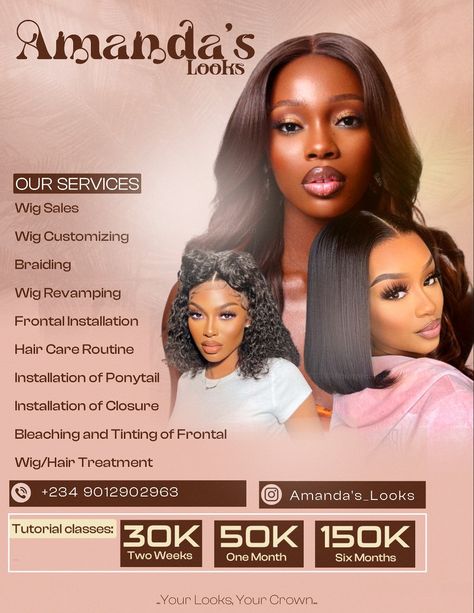 Wig Poster Design, Hair Poster Design Ideas, Hair Business Packaging Ideas, Hair Sales Flyer Design, Hair Salon Poster Design, Hair Flyers Ideas, Hair Salon Poster, Hair Poster Design, Flyers Ideas