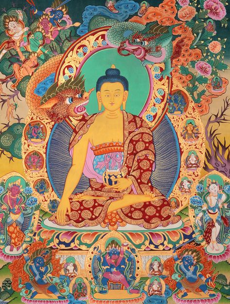 Buddha Life, Shakyamuni Buddha, Religious Painting, Gautama Buddha, Buddha Painting, Thangka Painting, Tibetan Art, Maitreya Buddha, Thai Art