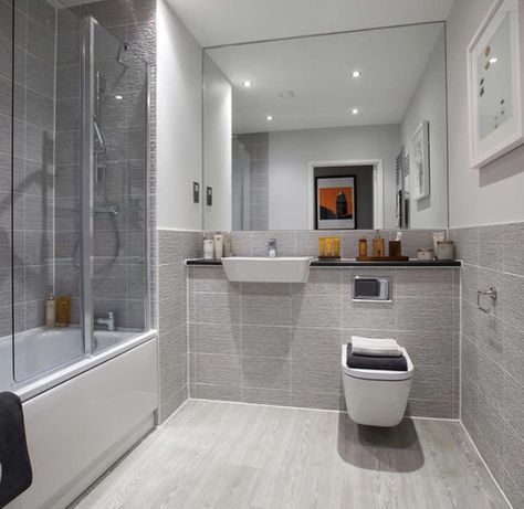 Half-tiled main bathroom of a Taylor Wimpey Gosford. Half Tiled Bathroom, Half Bathroom Design Ideas, Half Bathroom Design, Tiled Bathroom, Main Bathroom Ideas, Taylor Wimpey, Home Decor Hacks, Bathroom Tile Designs, Downstairs Bathroom