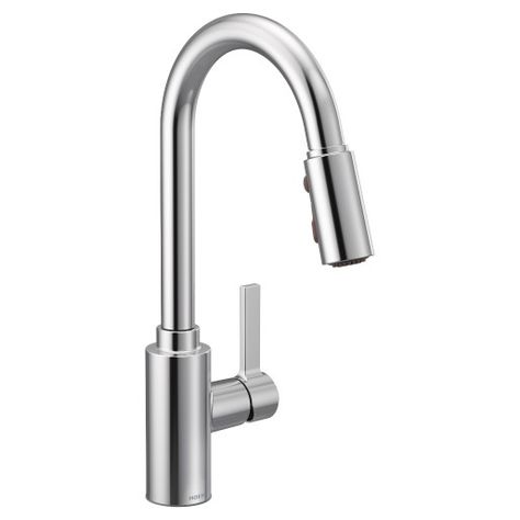 Genta Chrome one-handle high arc pulldown kitchen faucet -- 7882 -- Moen Moen Genta, High Arc Kitchen Faucet, Moen Kitchen Faucet, Single Hole Kitchen Faucet, Smart Faucet, Filtered Water Faucet, Kitchen Goals, Chrome Kitchen Faucet, Fast Cleaning