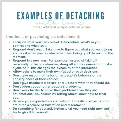 Codependents' Guide to Detaching with Love - Live Well with Sharon Martin Healthy Rituals, Codependency Worksheets, Detachment Quotes, Sharon Martin, Overcoming Codependency, Law Of Detachment, Emotional Detachment, Boundaries Quotes, Self Esteem Worksheets