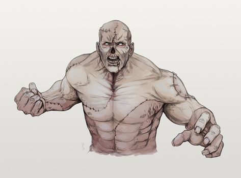 Nosferatu Character Art, Frankenstein Artwork, Flesh Golem, Rachel Denton, Fantasy Enemies, Hybrid Oc, Monster Oc, Modern Prometheus, Fallout Concept Art