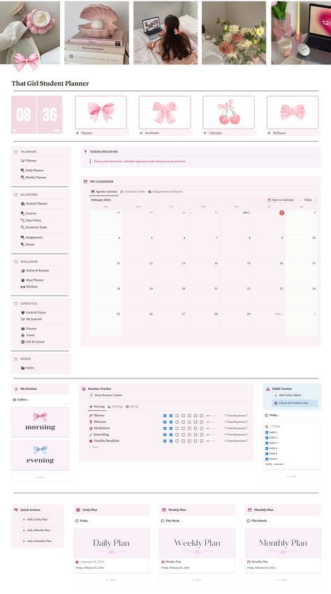 2024 All-in-One Notion Template Student Planner, College Planner, Academic Planner Assignments Tracker, College Notion, Notion Student Planner, Study Planner Free, Notion Ideas, Academic Life, Ipad Essentials, Online Planner, Notion Templates