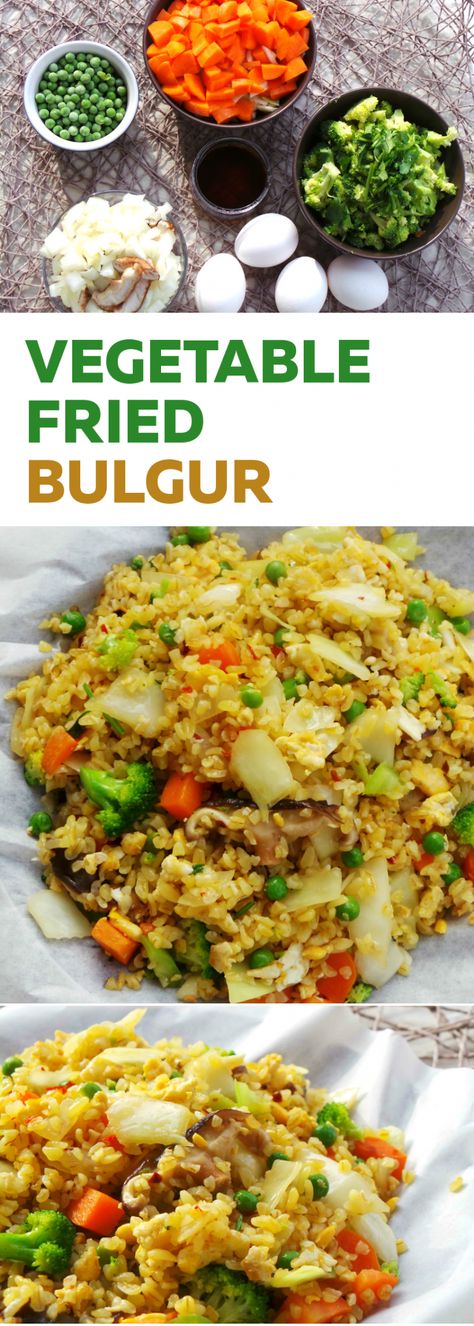 Vegetable Fried "Rice" (more like Bulgur) - Beauty Bites Bulgar Recipes, Bulgur Wheat Recipes, Bulgur Recipes, Vegetable Fried Rice Recipe, Diet Results, Fruit Diet, Wheat Recipes, Arroz Frito, Vegetable Fried Rice