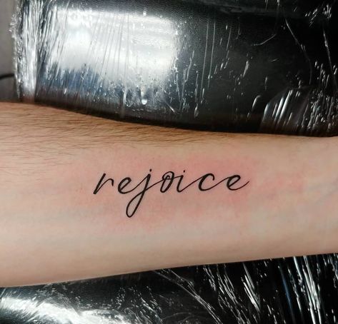 Rejoice Tattoo, Redeemed Tattoo, Unique Christian Tattoos, Tattoo Fonts, Meaningful Tattoos, Tattoos And Piercings, Jesus Fish Tattoo, Tatting, Tattoo Quotes