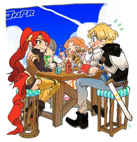 Team JNPR Lunch Rwby Team, Rwby Pyrrha, Team Jnpr, Rwby Volume, Rwby Red, Red Like Roses, Rwby Comic, Team Rwby, Rwby Fanart