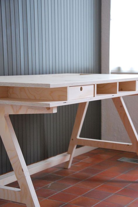 Easel Desk, Diy Interior Furniture, Table Base Design, Plywood Desk, Plywood Design, Plywood Table, Workspace Desk, Cnc Furniture, Desk Inspiration