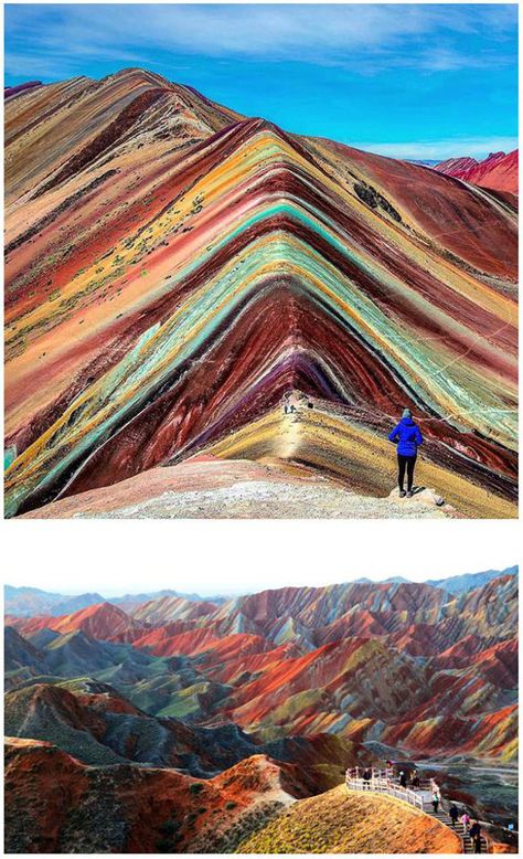 Rainbow Mountains, Rainbow Mountain, Places To See, Grand Canyon, Peru, Around The Worlds, Rainbow, China, Natural Landmarks