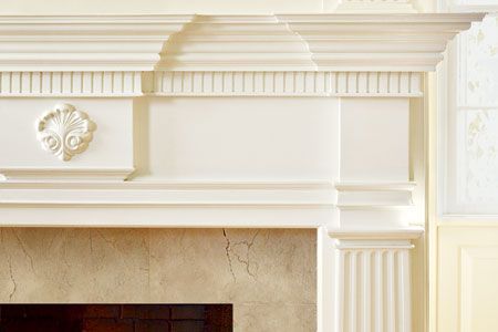 Mantel Remodel, Ornamental Moulding, Diy Fireplace Mantel, Curtain Diy, Diy Fireplace Makeover, Fireplace Mantel Surrounds, Dentil Moulding, Diy Wainscoting, Brick Fireplace Makeover