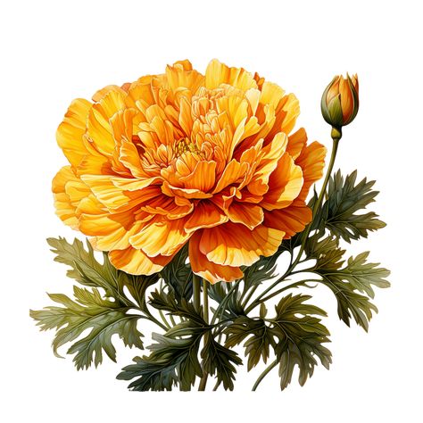 Flower Marigold, August Themes, Latino Art, Flower Icons, Watercolor Png, Marigold Flower, Flower Watercolor, Watercolor Flowers Paintings, Png Transparent Background