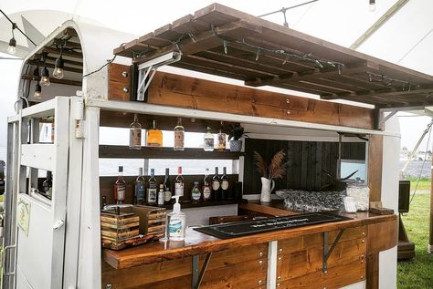 Horse Trailer Beverage Bar, Stock Trailer Bar, Horse Trailer Interior Remodel Bar, Horse Trailer Mobile Bar Interior, Inside Mobile Bar Trailer, Mobile Bar Interior, Drink Trailer Ideas, Horse Trailer Bar Interior, Mobile Bar Trailer Interior