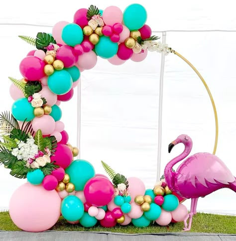 PRICES MAY VARY. Memorable Party Backdrop: You will get a very beautiful and eye-catching Flamingo Hawaii Theme balloon arch at the party. Our balloon arches are carefully designed, each balloon is so lovely. Your guests will be surprised to see it, it is so beautiful! Real Color Balloons: 15pcs Berry Pink balloons, 45pcs Light Pink balloons, 10pcs Cyan color balloons, 15pcs Metallic Gold color balloons. Made of latex, the balloons are thick and environmental non-toxic. Excellent coating can be Hot Pink And Turquoise Balloon Garland, Pink Flamingo Birthday Adult, Pink Dinosaur Birthday Backdrop, Flamingo Pink Wedding, Pink And Green Flamingo Party, Luau Balloon Arch Palm Trees, Flamingo Party Table Setting, Tropical Birthday Party Backdrop, Flamingo Themed Party Backdrop