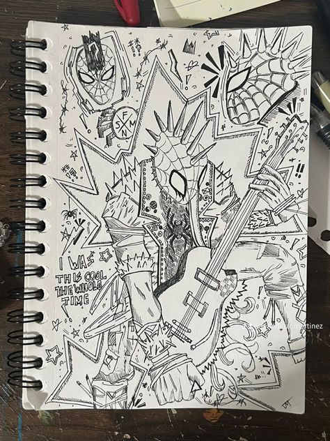 Spider punk, spider-man across the spiderverse, guitar, hobie brown, drawing, spider-man Hobie Brown Drawing, Punk Spider Man, Spider Man Across The Spiderverse, Brown Drawing, Spiderman Sketches, Punk Drawing, Hobie Brown, Guitar Drawing, Spider Punk