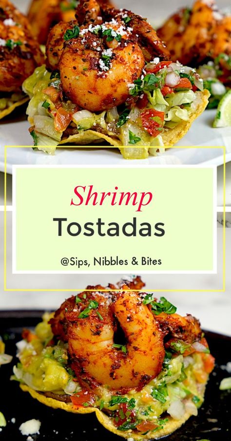 Authentic Mexican Tostadas, Authentic Tostadas, Mexican Shrimp Taco Recipes, Shrimp Tostadas Mexican, Corn Tostadas Recipes, Shrimp Tostados, Seafood Tostadas, Tostadas Shrimp, Tostados Recipe